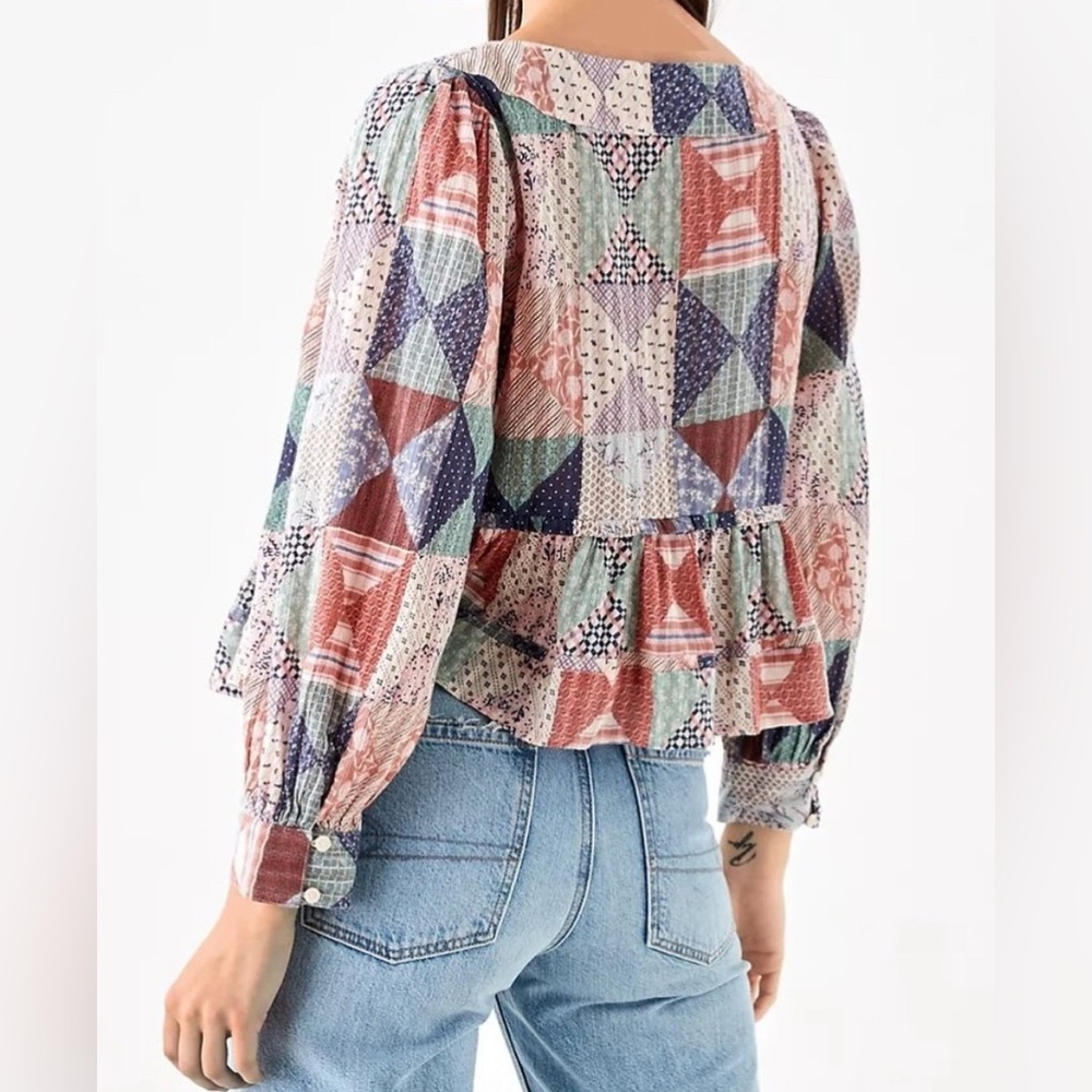 American Eagle Babydoll Patchwork Blouse - image 2